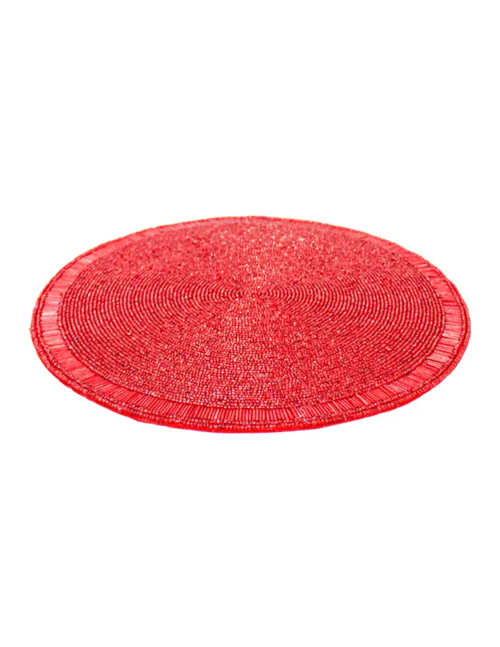 Mantel individual bordado de chaquiras rojas de 35cm - Image 2