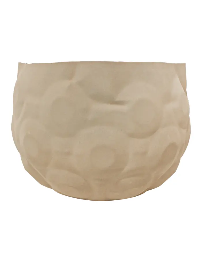 Maceta de metal diseño piedra beige de 43x43x33cm - Image 2