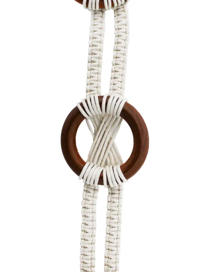 Cinturón tejido blanco con círculos de madera de 6x180x0.1cm - Image 2