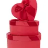Juego de 3 corazones de carton rojo con moño de 20x22x9cm - Image 3