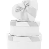 Juego de 3 corazones de carton blanco con moño de 20x22x9cm - Image 3