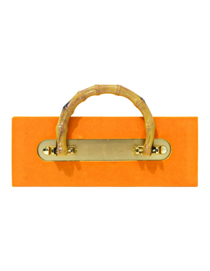 Bolsa de carton estampada naranja con asa diseño bambu de 21.5x8x23cm8x21.5x23cm - Image 3