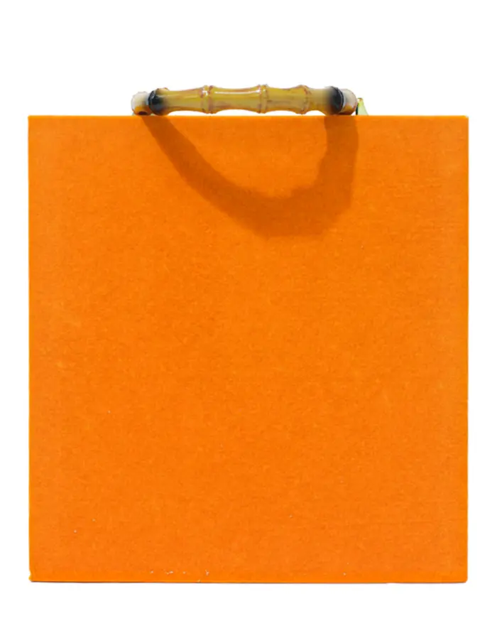 Bolsa de carton estampada naranja con asa diseño bambu de 21.5x8x23cm8x21.5x23cm - Image 4