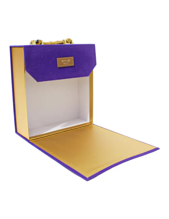 Bolsa de carton estampado morado con asa diseño bambu de 21.5x8x23cm8x21.5x23cm - Image 2