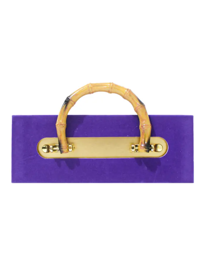Bolsa de carton estampado morado con asa diseño bambu de 21.5x8x23cm8x21.5x23cm - Image 3