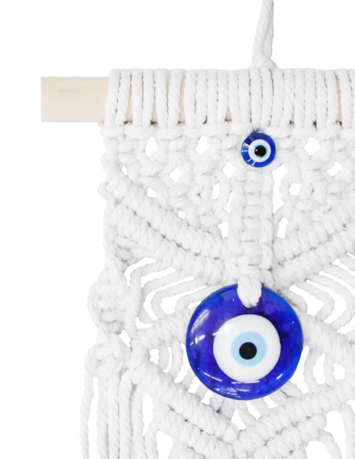 Atrapasueños tejido blanco con ojo turco de 15x33x0.1cm - Image 3