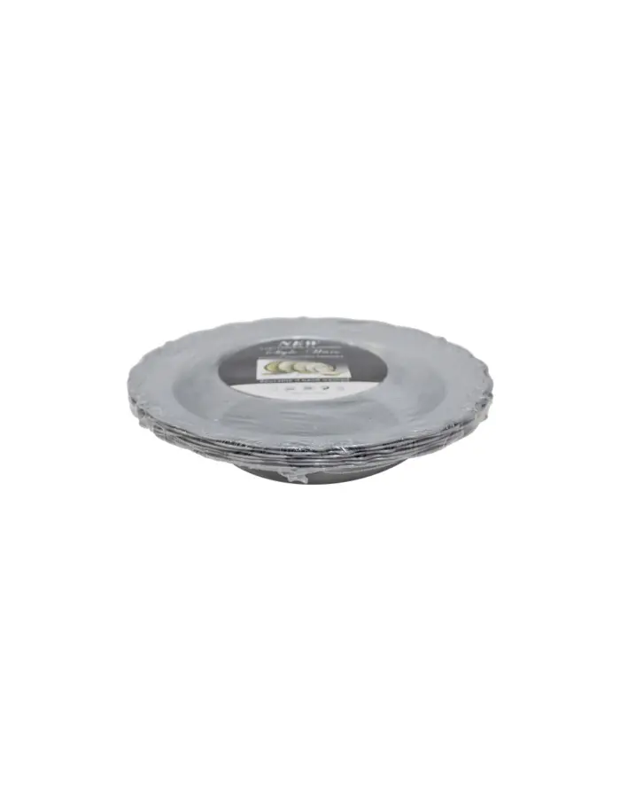 Juego de 6 bowls de plástico gris con orilla grabada de 19x19x3.8cm - Image 3