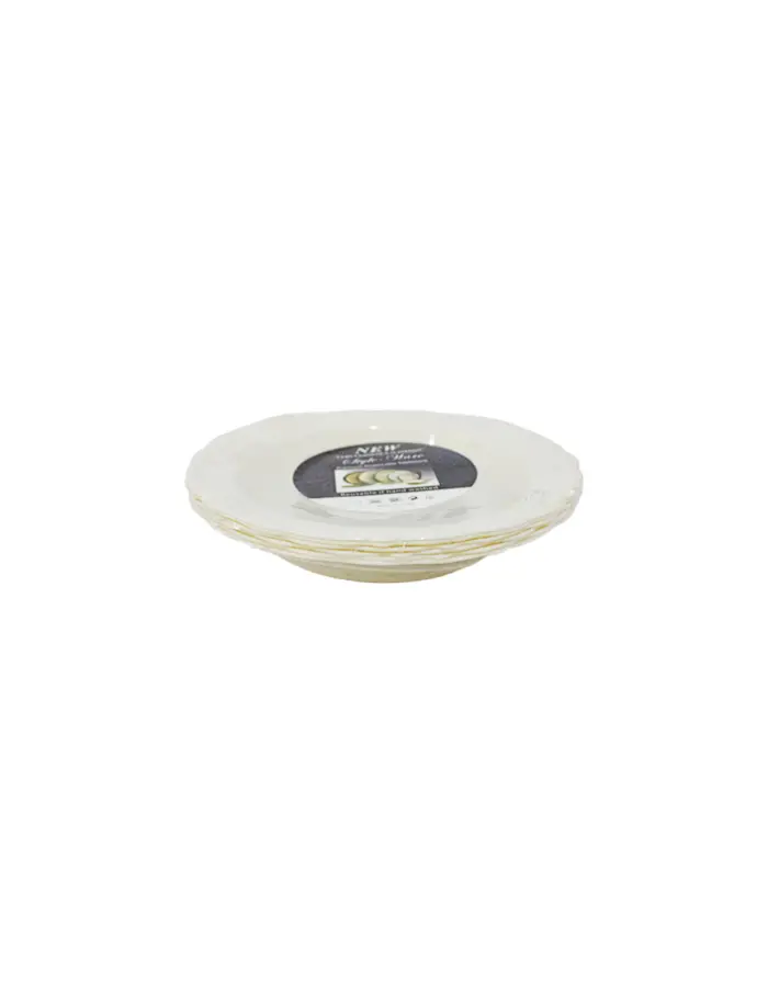 Juego de 6 bowls de plástico beige con orilla grabada de 19x19x3.8cm - Image 3