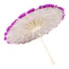 Paraguas decorativo de tela con margaritas moradas de 30x30x23cm - Image 5