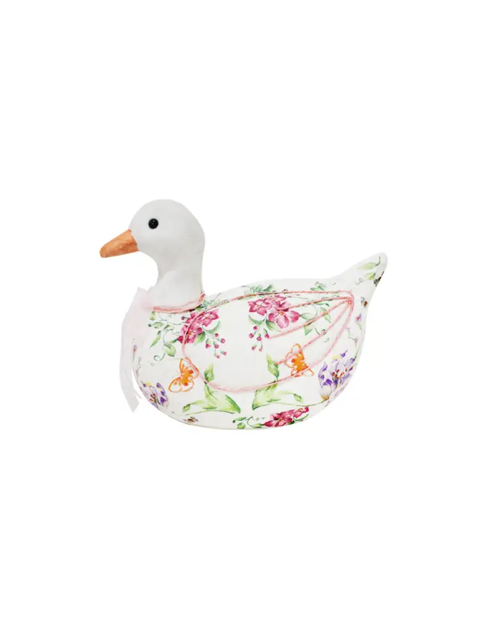 Pato forrado de papel con flores rosa de 17x9x13cm - Image 2