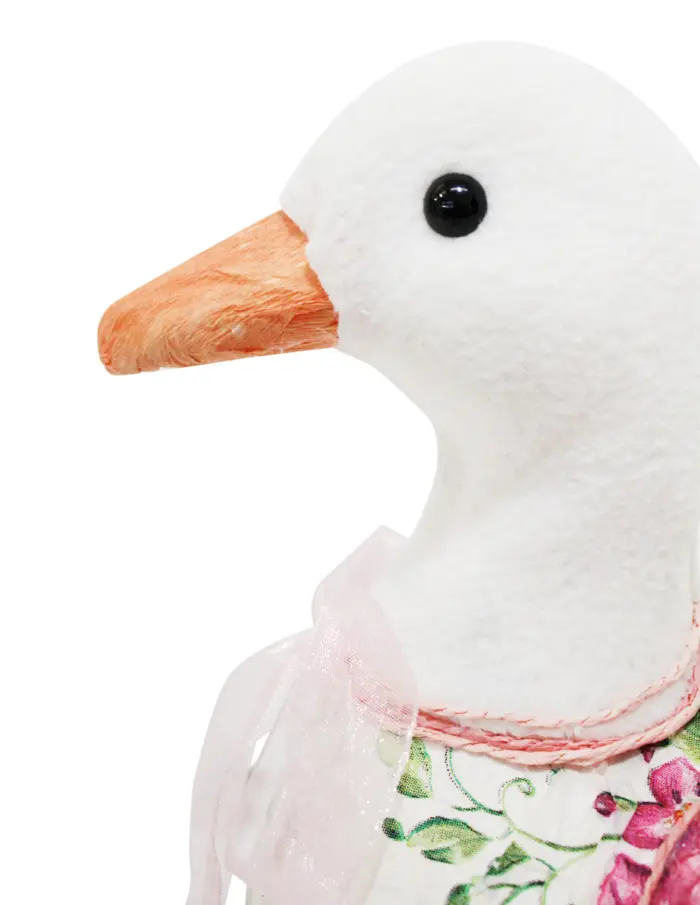 Pato forrado de papel con flores rosa de 17x9x13cm - Image 3
