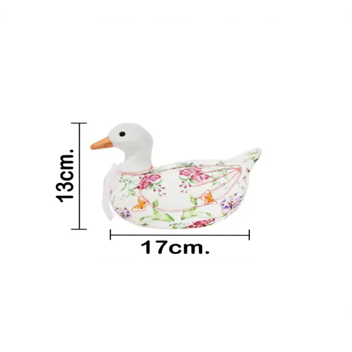Pato forrado de papel con flores rosa de 17x9x13cm - Image 4