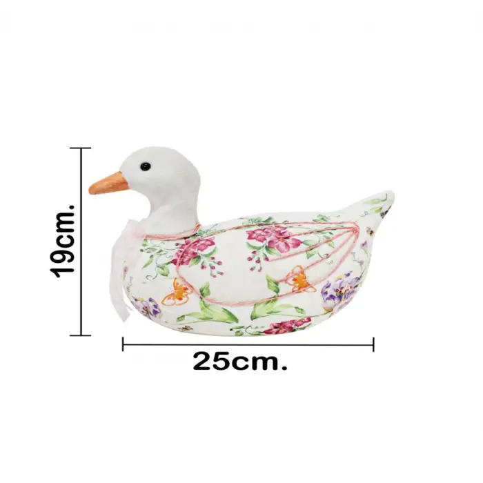 Pato forrado de papel con flores rosa de 25x13x19cm - Image 4