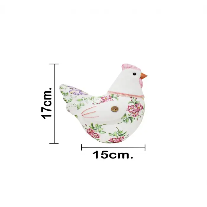 Gallina forrada de papel con flores rosa de 15x11x17cm - Image 4