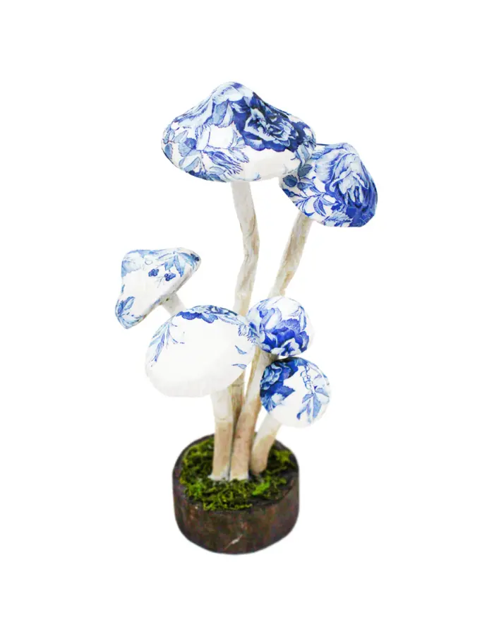 Hongos forrados de papel con flores azul con blanco - Image 2