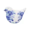Pajaro forrado de papel con flores azul con blanco de 20x13x15cm - Image 2