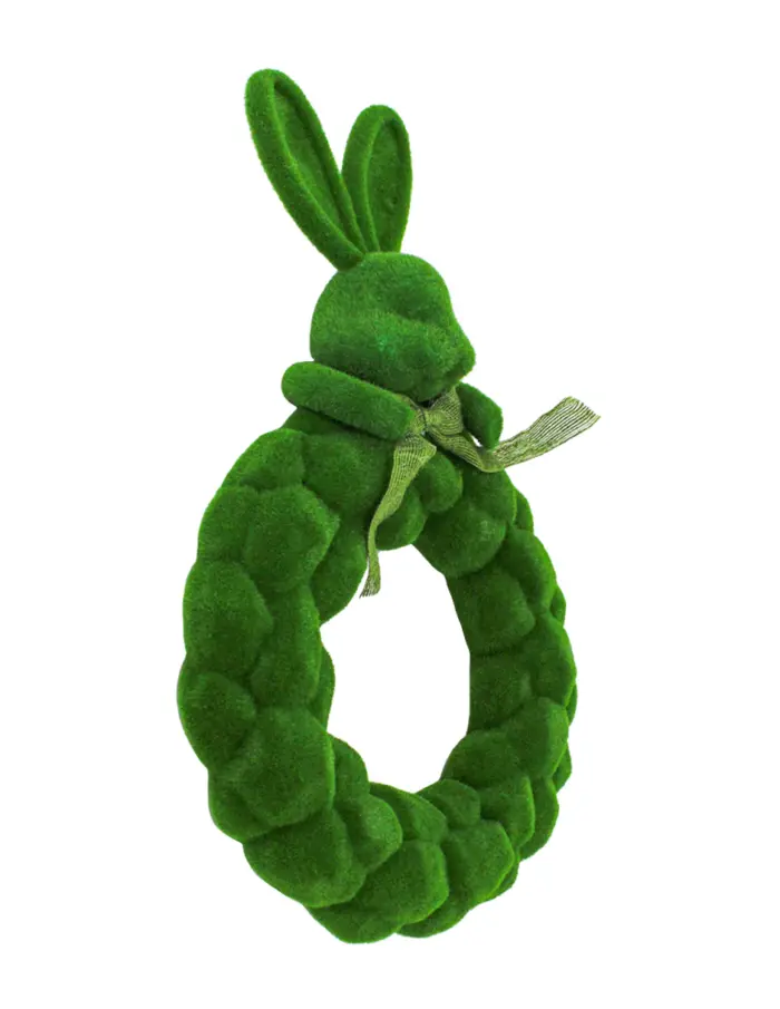 Corona de conejito flocado verde de 33x6x53cm - Image 2