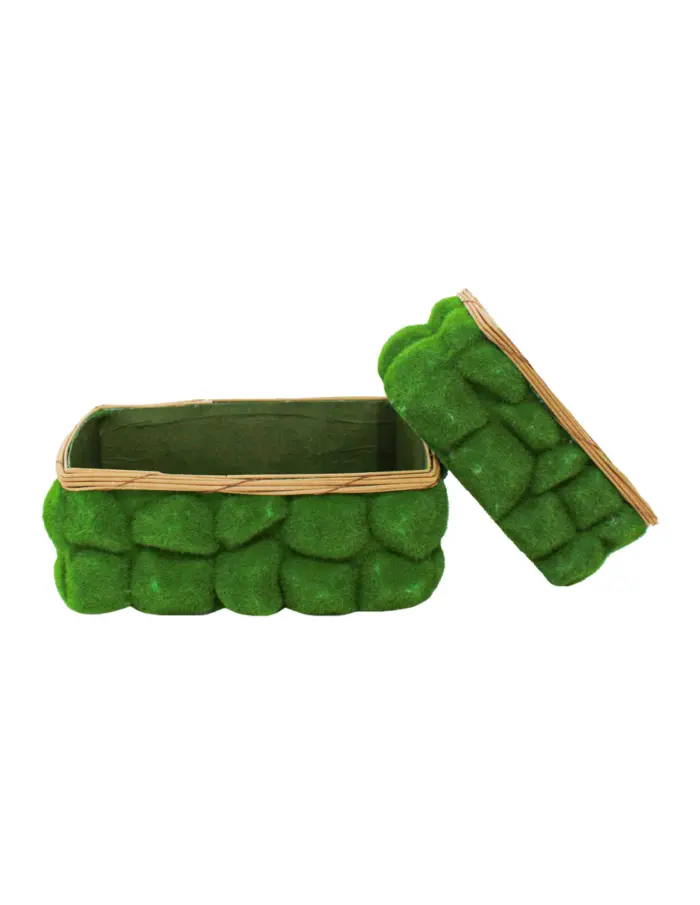 Juego de 2 cajas rectangualres flocadas verde de 22x13x10/ 30x18x12cm - Image 2