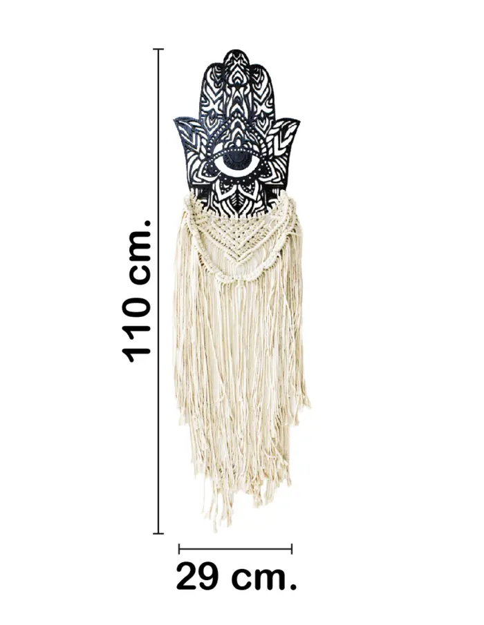 Colgante de macrame mano de fatima de madera negro de 1x29x110cm - Image 2