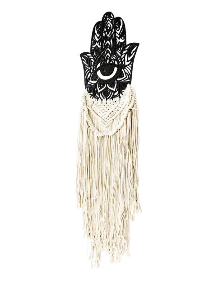 Colgante de macrame mano de fatima de madera negro de 1x29x110cm - Image 4