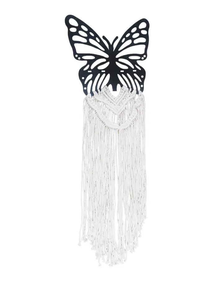Colgante de macrame con mariposa negra de 1x32.5x90cm - Image 2