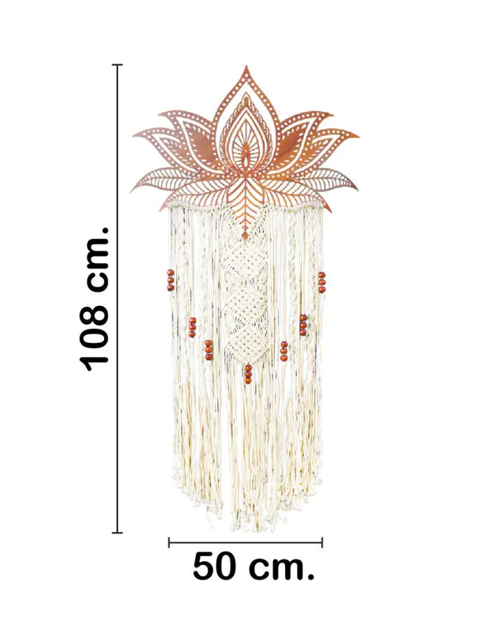 Colgante de macrame con hojas de madera cafe de 1.5x50x108cm - Image 2