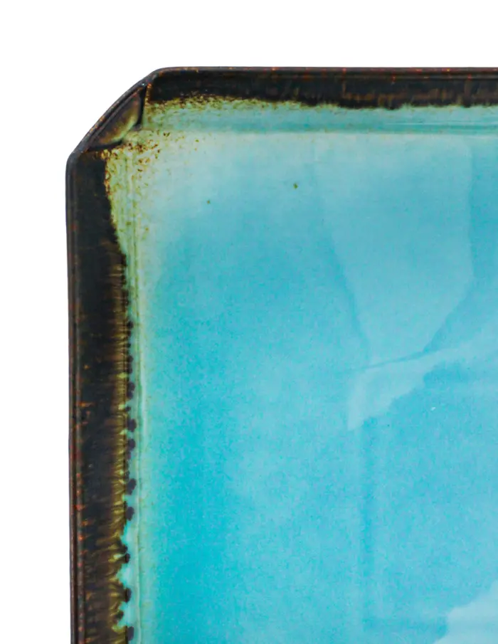 Plato de porcelana cuadrado azul con café de 25x25x3cm - Image 3