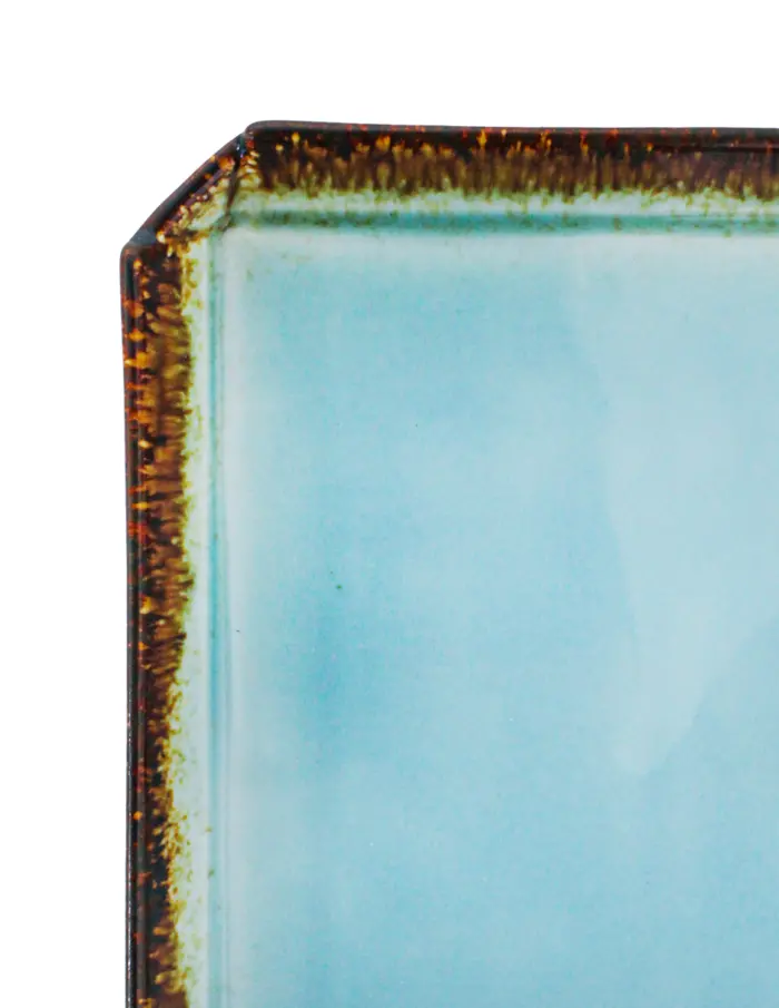 Plato de porcelana rectangular azul con café de 8.5x30.3x2.6cm - Image 3