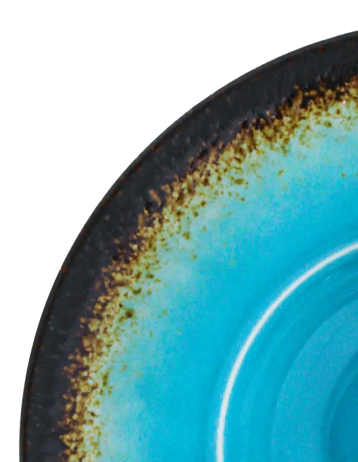 Plato hondo de porcelana azul con café de 24x24x6.2cm - Image 3