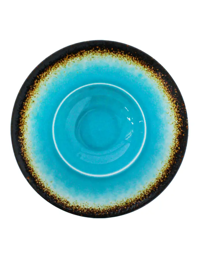 Plato hondo de porcelana azul con café de 24x24x6.2cm - Image 4