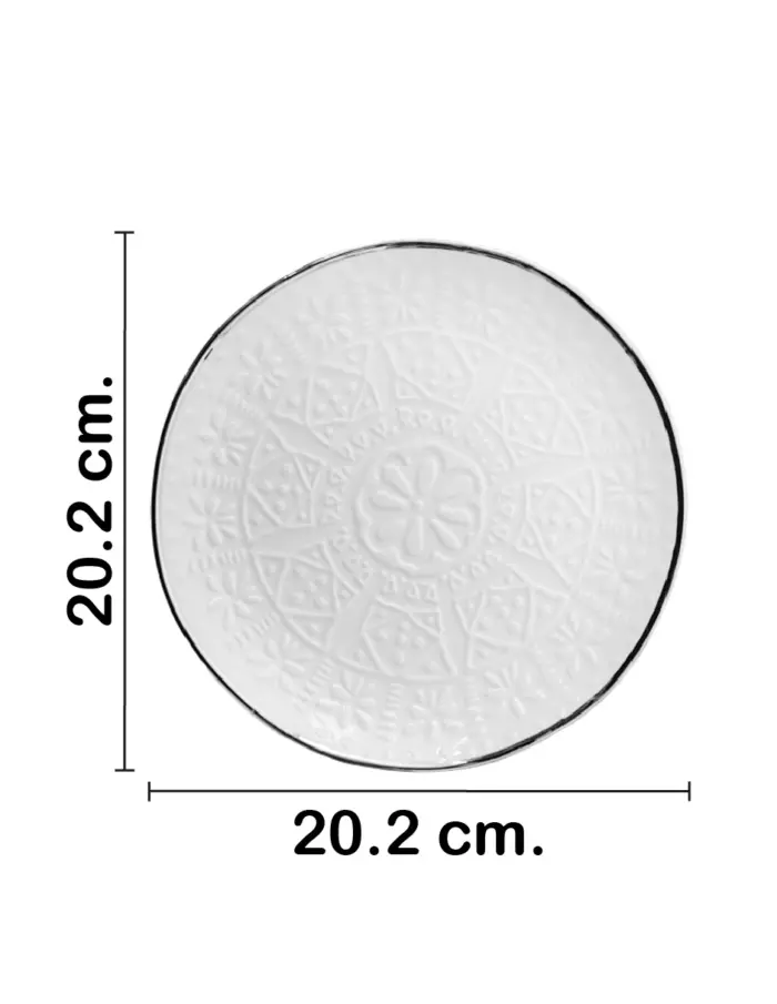 Plato de cerámica blanca con la orilla plateada de 20x20x1.9cm - Image 2