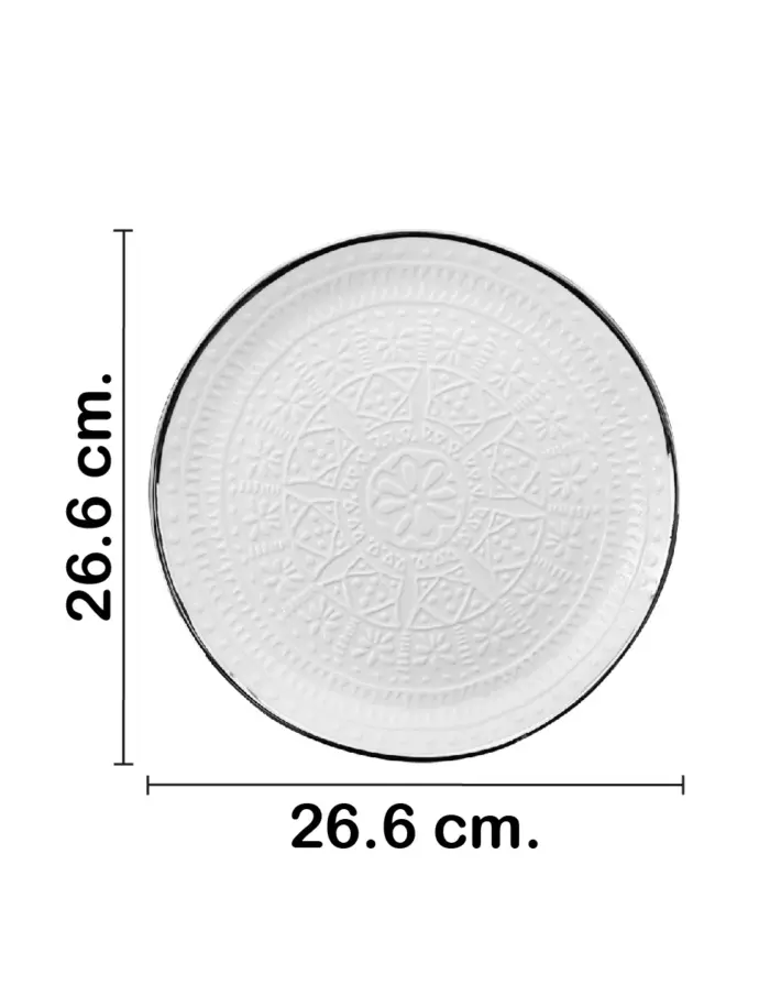 Plato de cerámica blanca con la orilla plateada de 26.6x26.6x2.4cm - Image 2