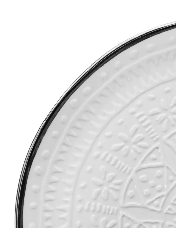 Plato de cerámica blanca con la orilla plateada de 26.6x26.6x2.4cm - Image 3
