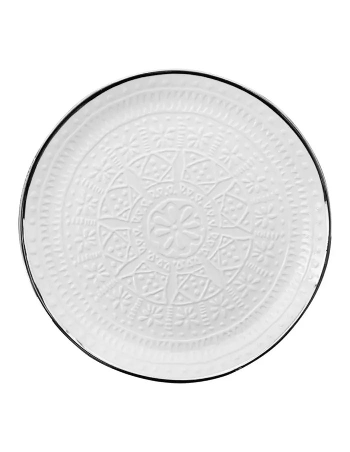 Plato de cerámica blanca con la orilla plateada de 26.6x26.6x2.4cm - Image 4