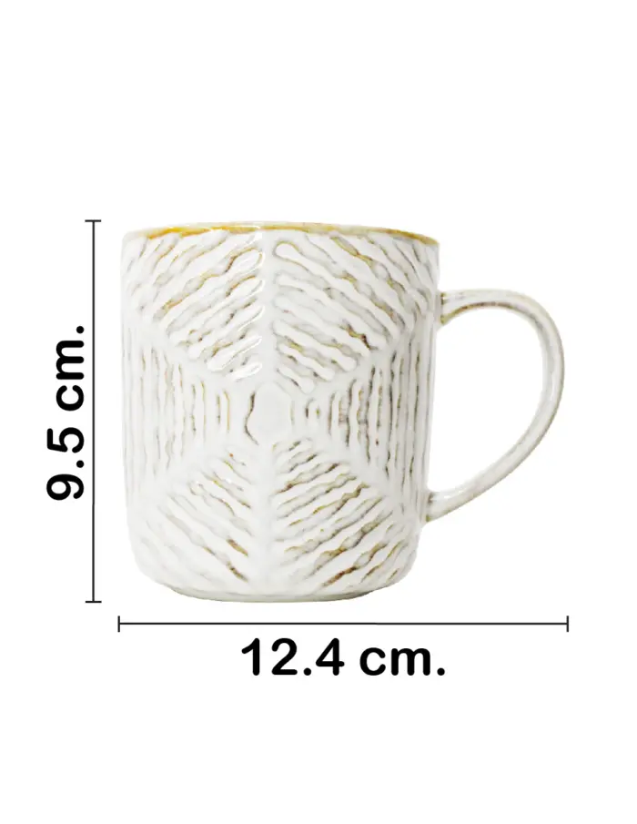 Taza de porcelana blanca con lineas café de 9x12.4x9.5cm - Image 2