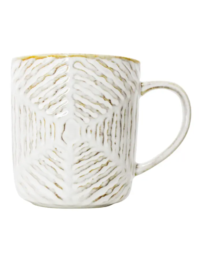 Taza de porcelana blanca con lineas café de 9x12.4x9.5cm - Image 3