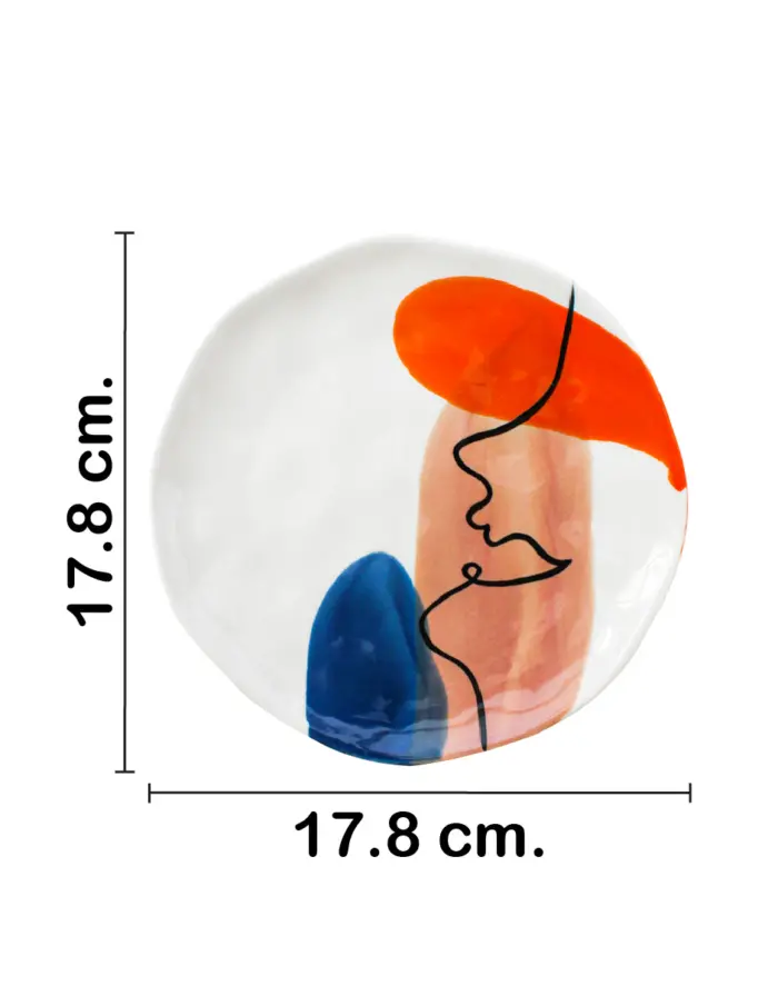 Plato hondo de porcelana blanca diseño rostro naranja con café de 17.8x17.8x1.9cm - Image 2