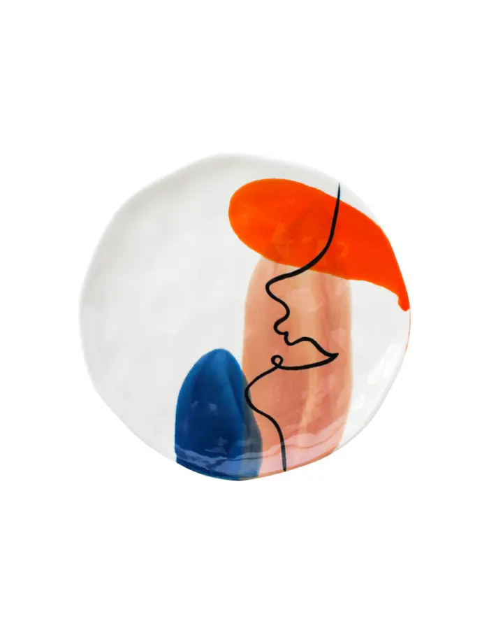Plato hondo de porcelana blanca diseño rostro naranja con café de 17.8x17.8x1.9cm - Image 4