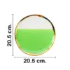 Plato de cerámica verde con blanco y orilla dorada de 20.5x20.5x2cm - Image 2