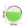 Plato de cerámica verde con blanco y orilla dorada de 25x25x2.6cm - Image 2