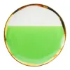 Plato de cerámica verde con blanco y orilla dorada de 25x25x2.6cm - Image 3