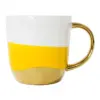 Taza de porcelana amarilla con blanco y orilla dorada de 10.4x13.8x10.2cm - Image 3
