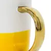 Taza de porcelana amarilla con blanco y orilla dorada de 10.4x13.8x10.2cm - Image 4