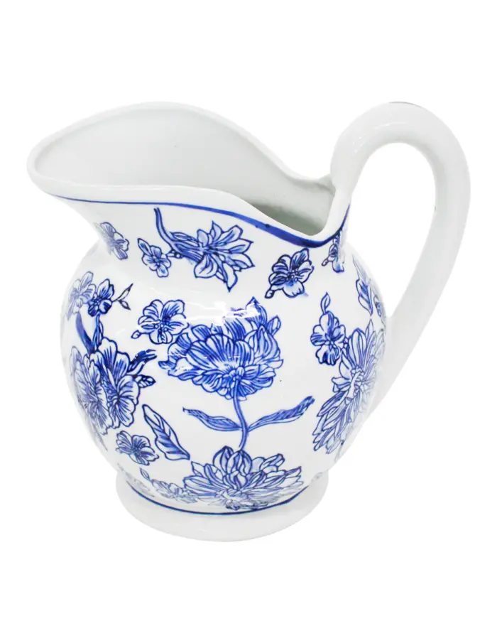 Jarra de porcelana estampado flores azules de 19x22x23.5cm - Image 2