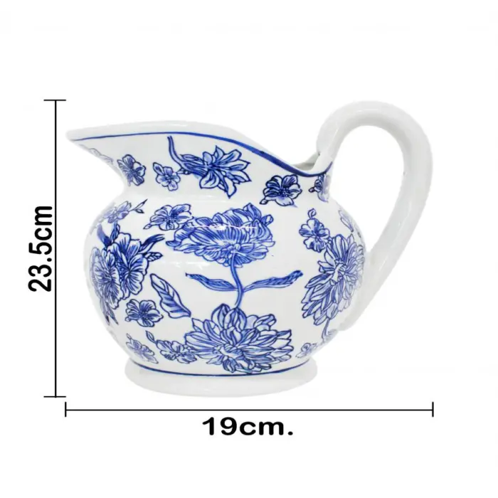 Jarra de porcelana estampado flores azules de 19x22x23.5cm - Image 4