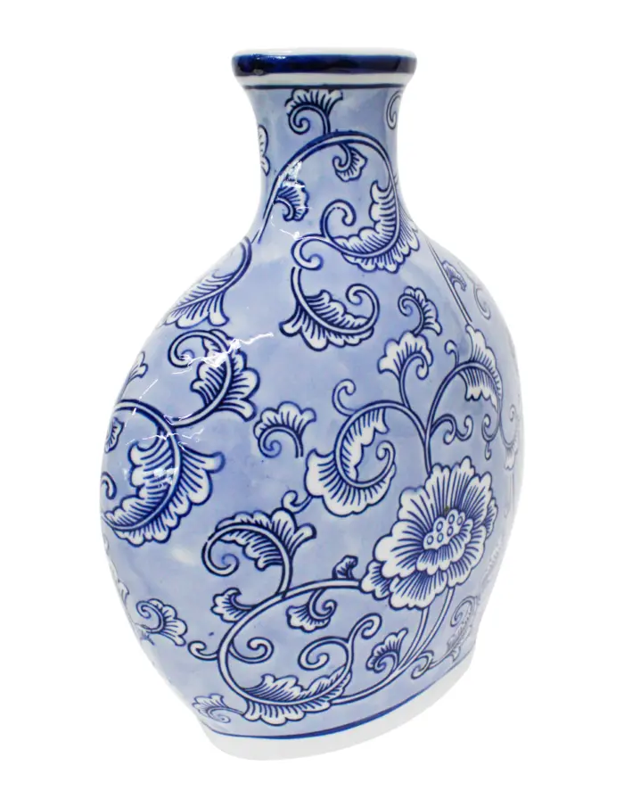 Jarrón de porcelana estampado flores azules de 13.5x24.5x30.5cm - Image 2