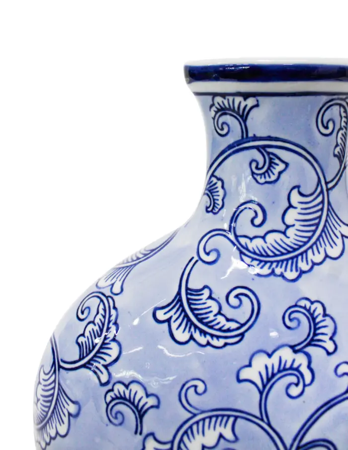 Jarrón de porcelana estampado flores azules de 13.5x24.5x30.5cm - Image 3
