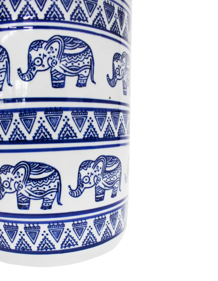Paragüero de porcelana estampado elefantes azules de 18.5x18.5x43.5cm - Image 3