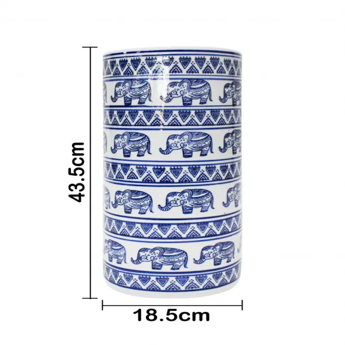 Paragüero de porcelana estampado elefantes azules de 18.5x18.5x43.5cm - Image 4