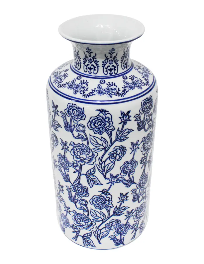 Jarrón de porcelana estampado flores de 19x19x40cm - Image 2
